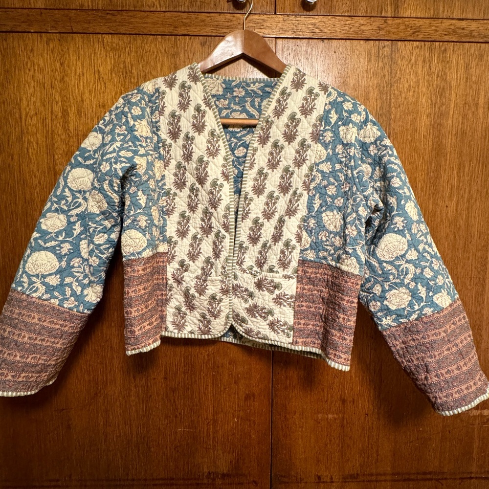 Quilted Cotton Jacket Reversible with Pockets Large